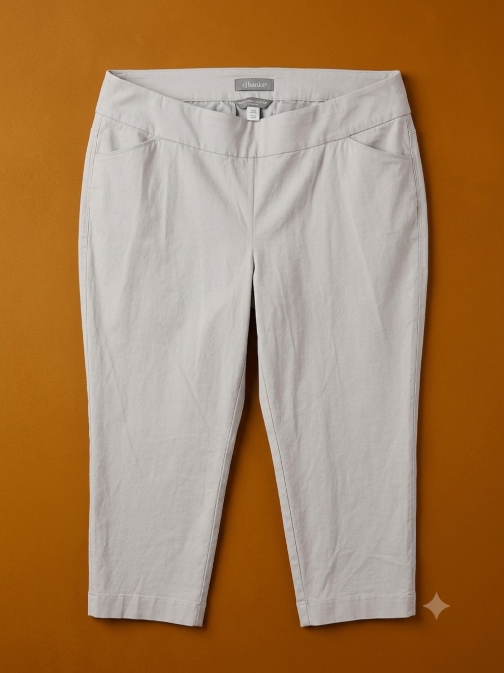 CJ Banks Cream Pull-On Cropped Pants